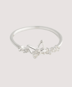 Sterling Silver Butterfly Ring with CZ Accents - Effortless Elegance