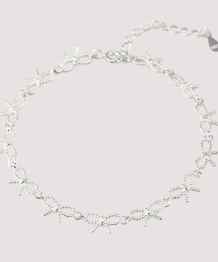 Dainty Sterling Silver Filigree Bows Chain Bracelet - Dotted Detail